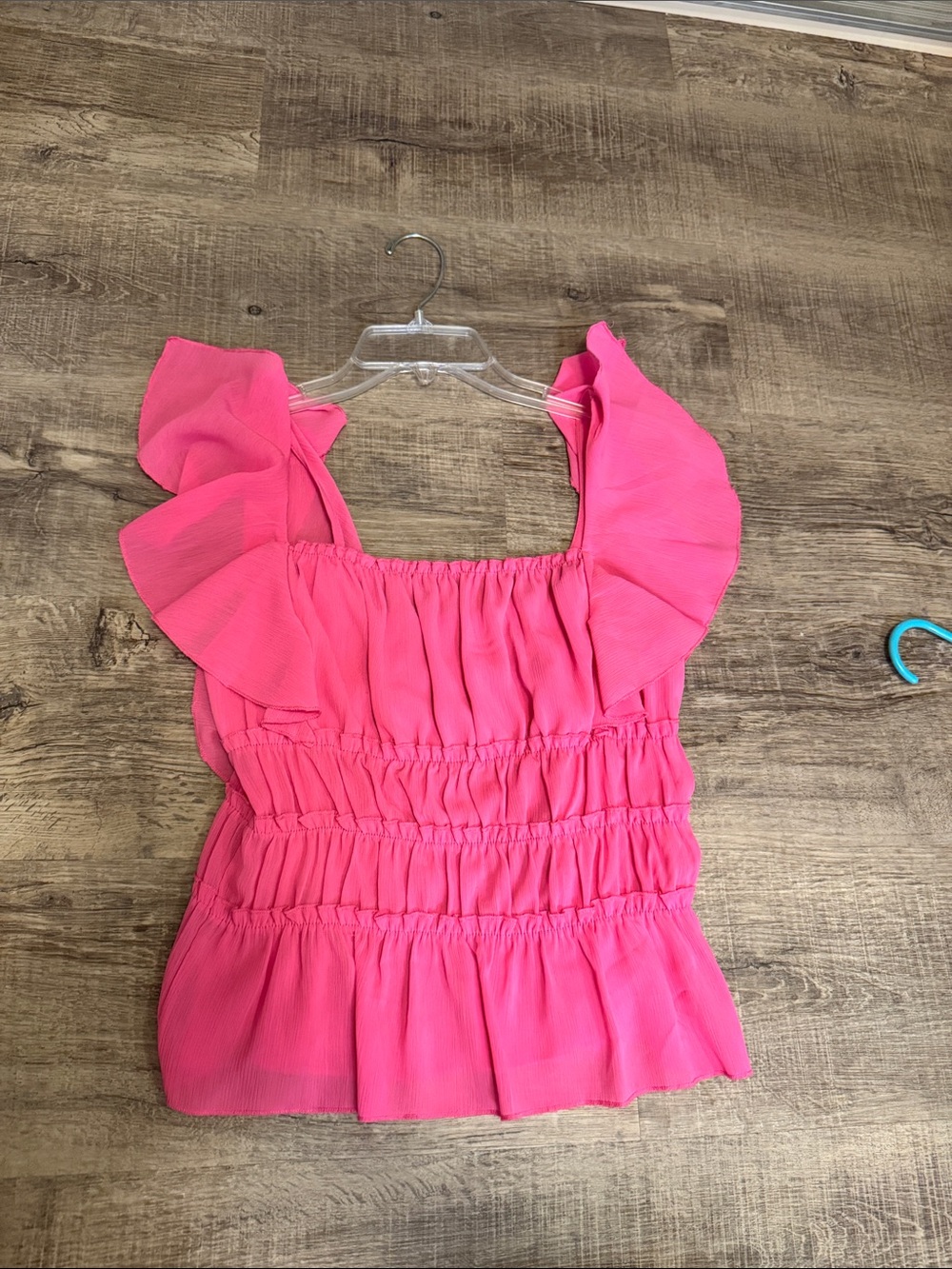 Women’s Ruffle Sleeve Smocked Top - Hot Pink